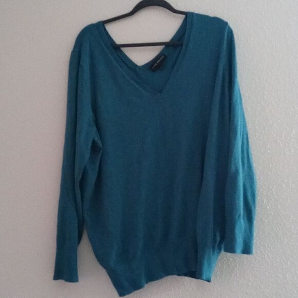 Lane Bryant size 22 dark jade v neck sweater - Picture 1 of 6